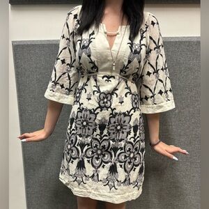 Juicy Couture Black and Cream Embroidered Dress